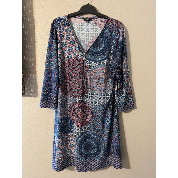 MSK Stretch Shift Dress XL Extra Large 3/4 Long Sleeve Stretch Washable - Picture 4 of 5